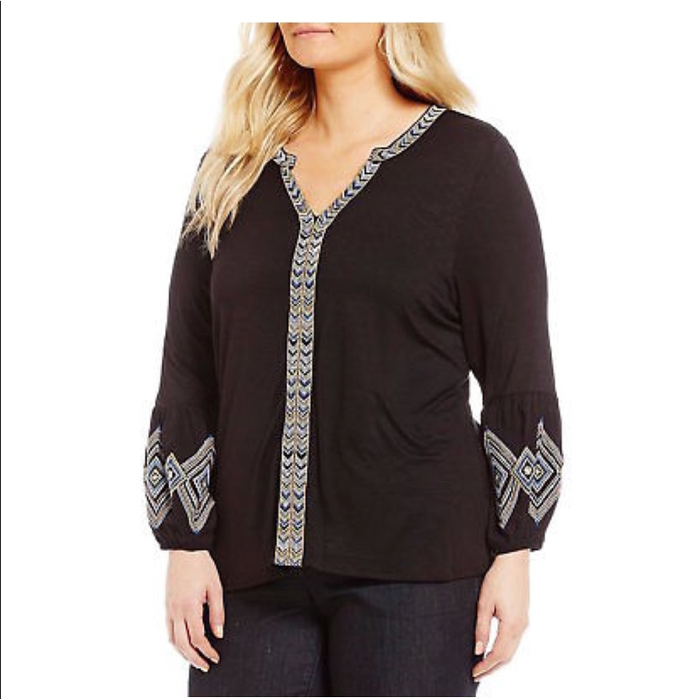 Democracy Boho Black Embroidered Detail Tunic